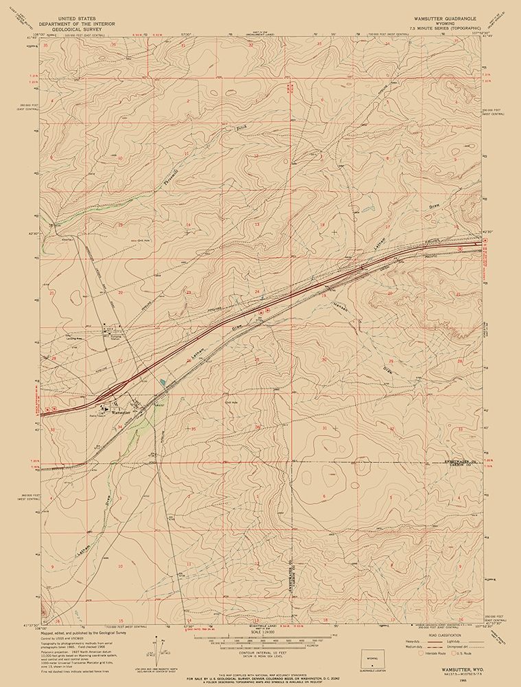 Wamsutter Wyoming Quad - USGS 1966