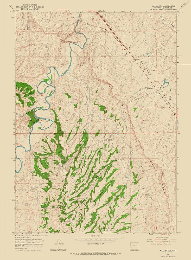 Wall Creek Wyoming Quad - USGS 1961