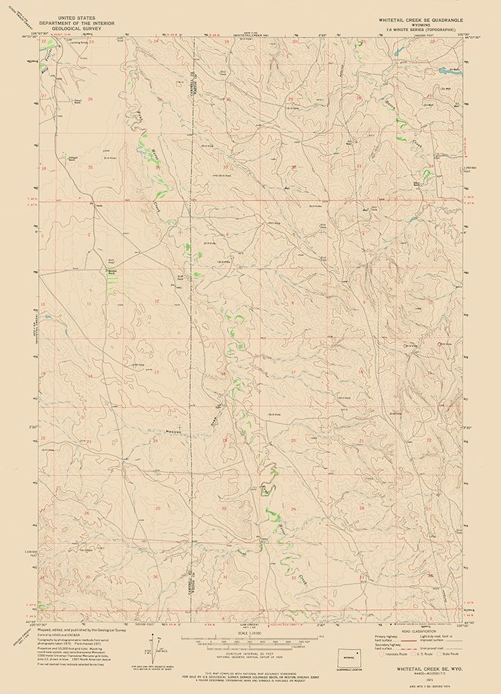 South East Whitetail Creek Wyoming Quad - USGS
