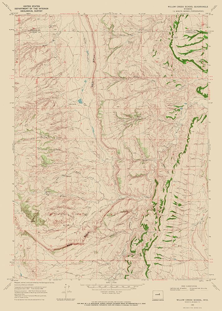 Willow Creek School Wyoming Quad - USGS 1968