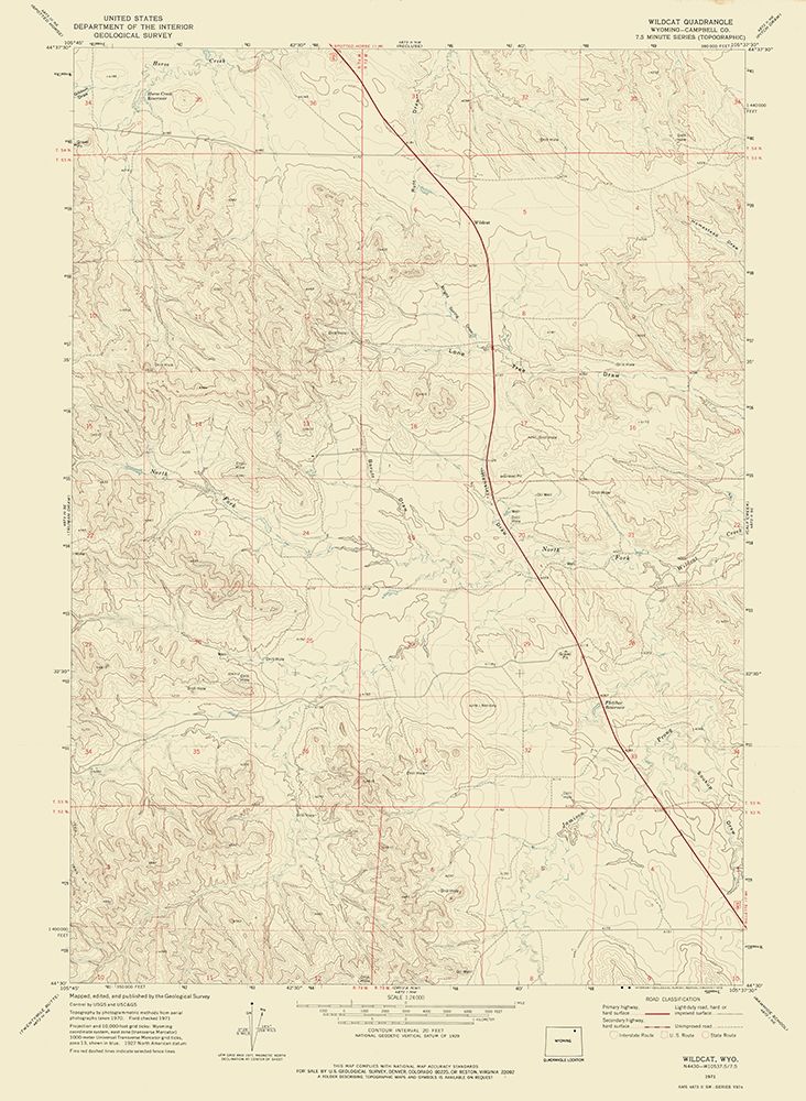 Wildcat Wyoming Quad - USGS 1971