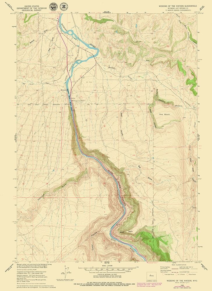 Wedding of The Waters Wyoming Quad - USGS 1960