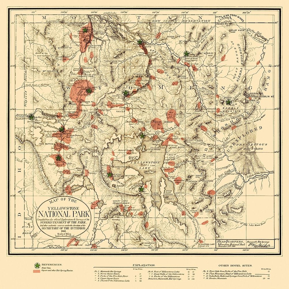 Yellowstone National Park - US Interior 1881