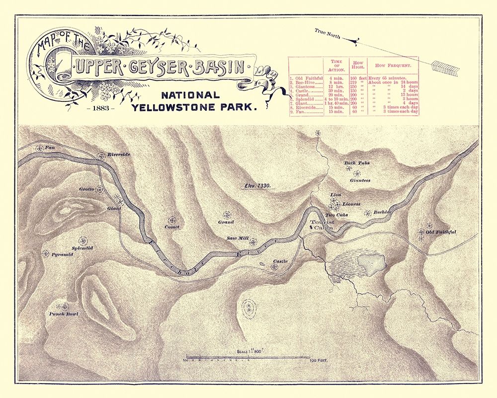 Yellowstone Upper Geyser Wyoming - 1883