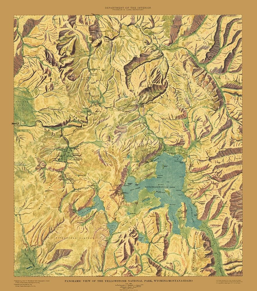 Yellowstone National Park Sheet - USGS 1915
