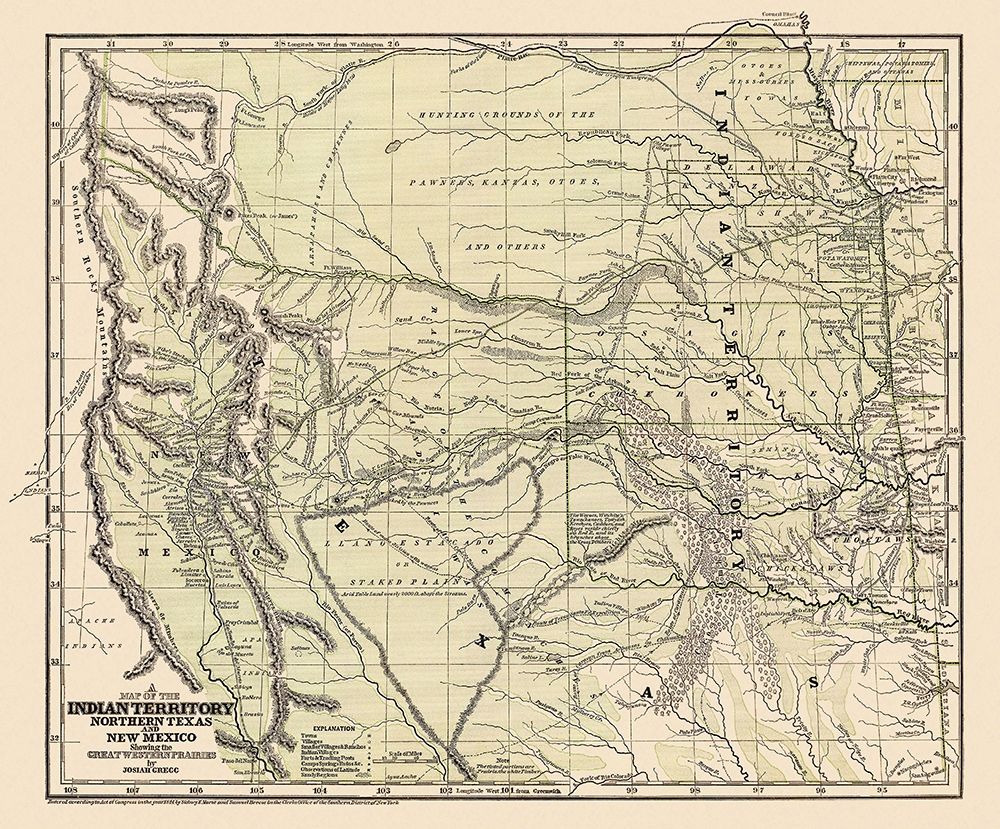 Indian Territory, Texas, New Mexico - 1844