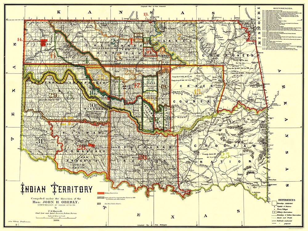 Indian Territory, Texas, Oklahoma - Oberly 1889