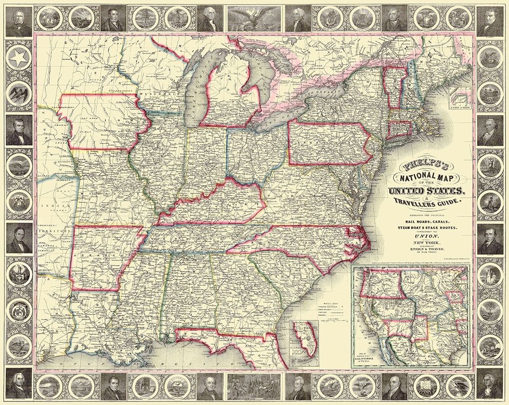United States, U.S.A. Travellers Guide - 1852