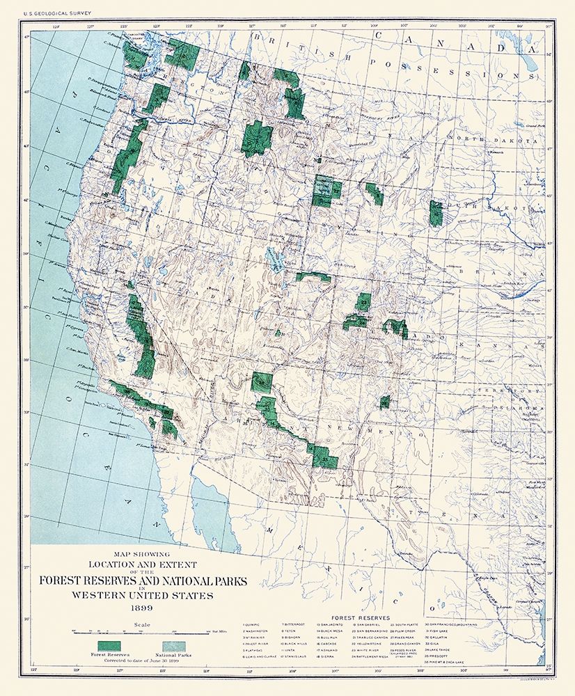 Western Forest Reserves, National Parks 1899