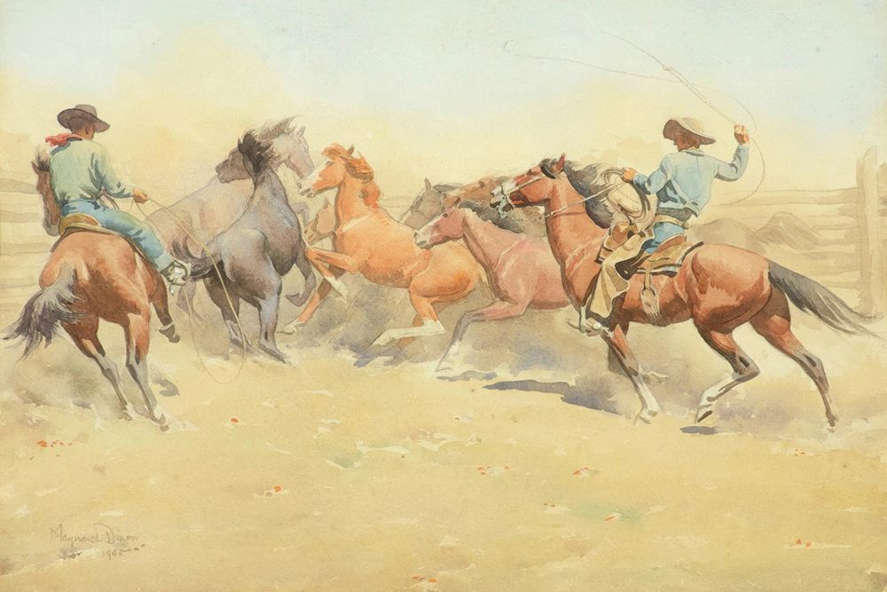 Roping Horses 1945