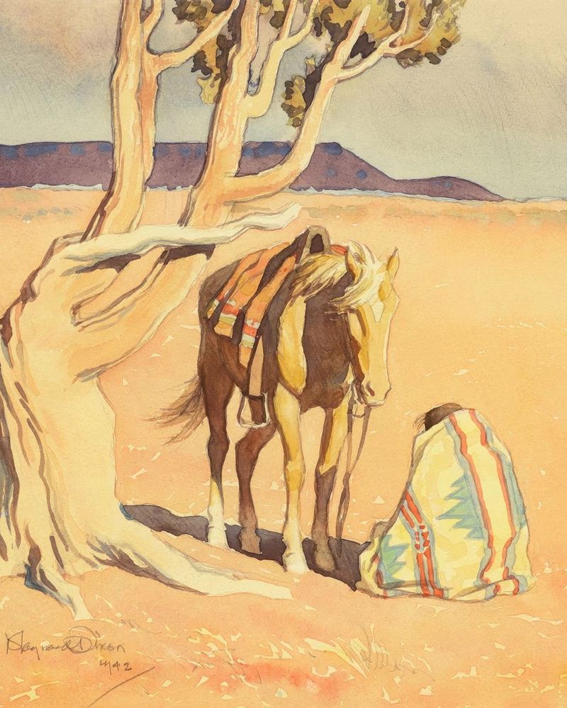 Seated Indian with Horse 1942