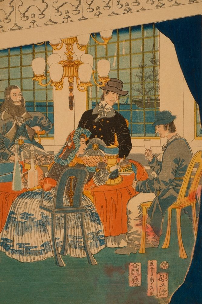 Parlour of a foreign mercantile house in Yokohama (Yokohama ijin shokan zashiki no zu), 1861