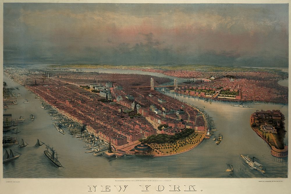 Birds-eye view of Manhattan, New York