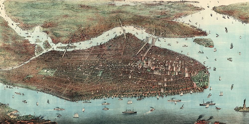 Birds-eye view of Manhattan, New York