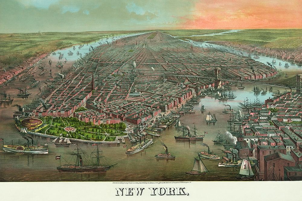 Birds-eye view of Manhattan, New York