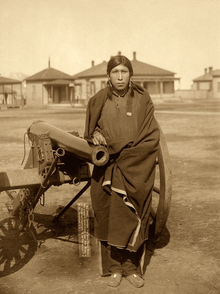 Oglala Sioux Plenty Horse Next to Cannon