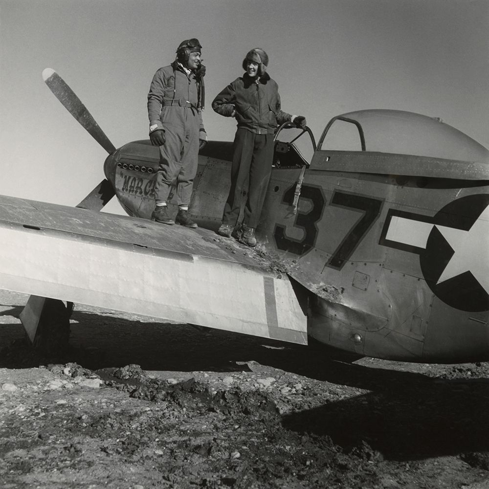 Toni Frissell with Major George S. Spanky Roberts at Ramitelli, Italy, March, 1945