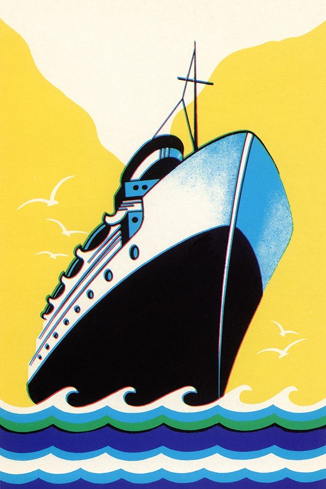 Steamship Cruise liner Boom Label
