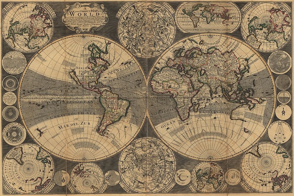 World Map with Planets