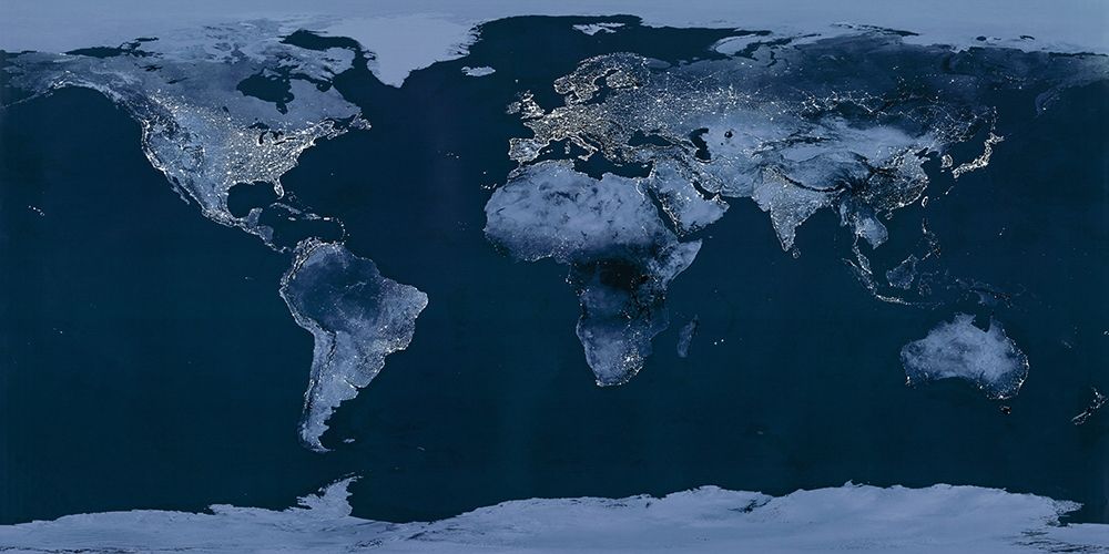 Satellite View of the World Showing Electric Lights and Usage