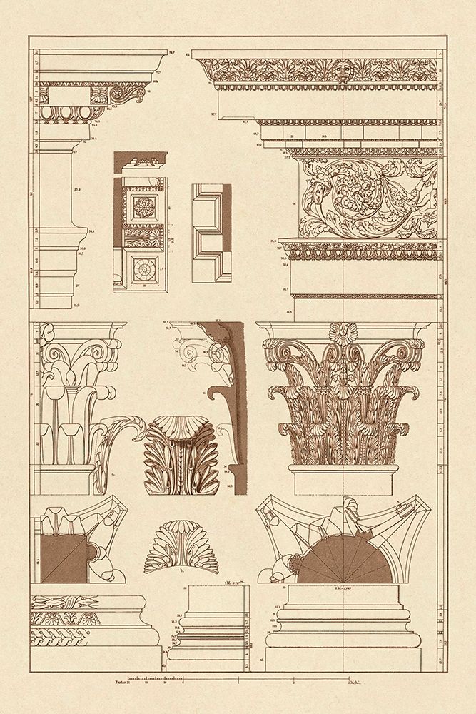 Entablatures, Capitals and Bases