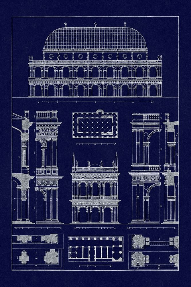 Basilica at Vicenza and Library of St. Marks at Venice (Blueprint)