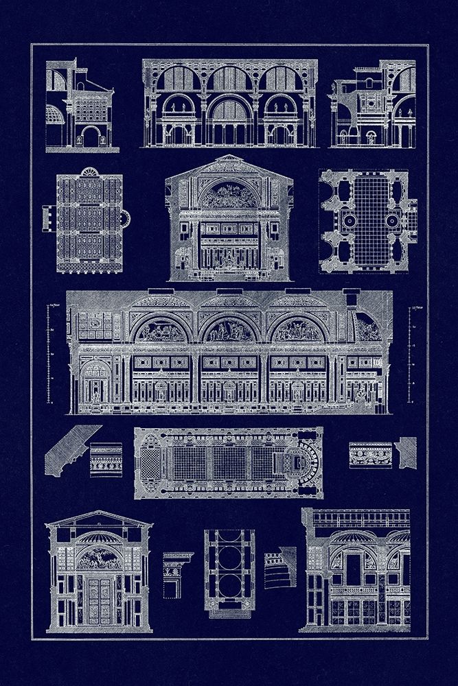Interiors With Cross Vaults and Cupola Vaulting (Blueprint)