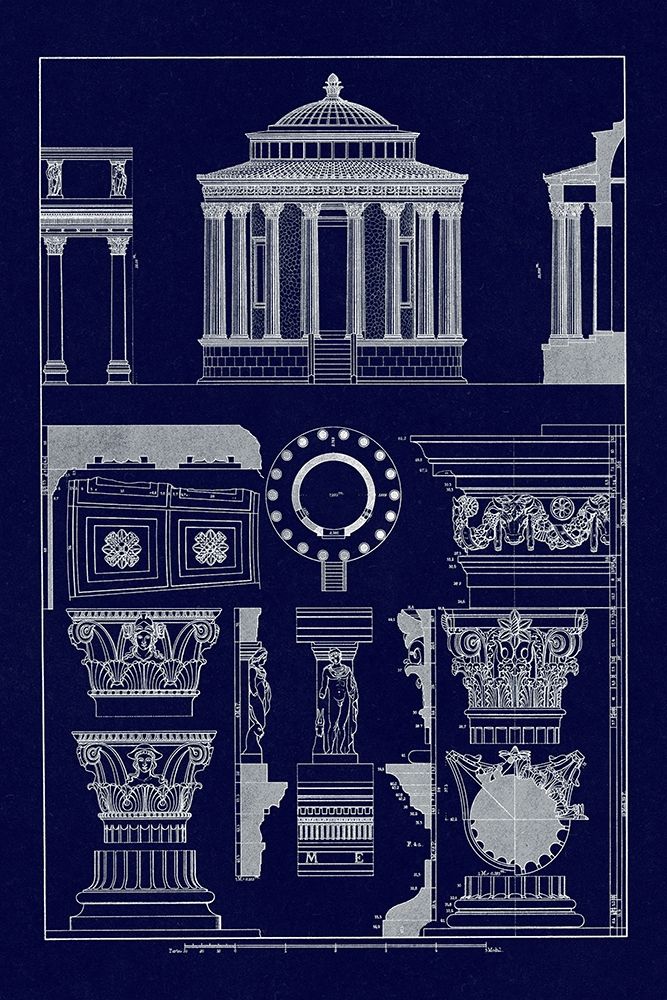 Temple of Vesta at Tivoli, Incantana at Salonichi (Blueprint)