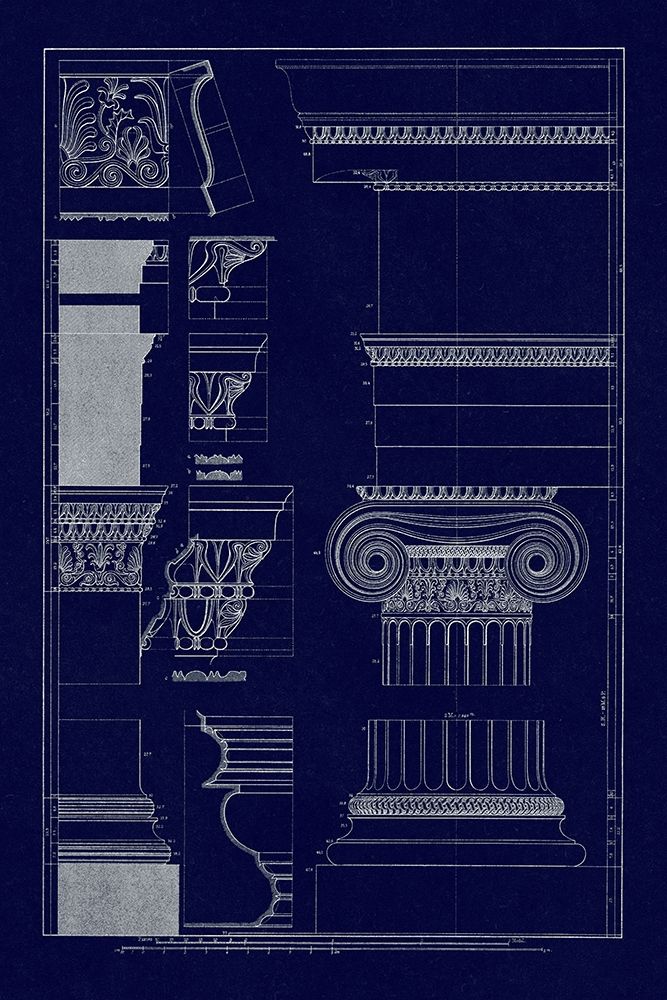 Details from the North Portico of the Erechtheum (Blueprint)