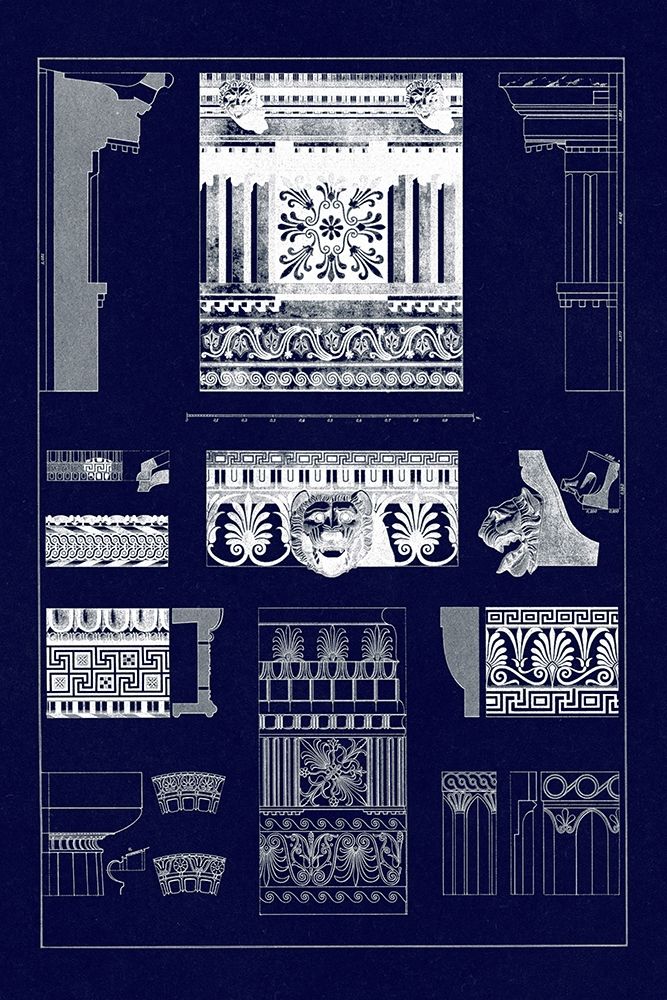 Entablatures, Terracottas and Cymas (Blueprint)
