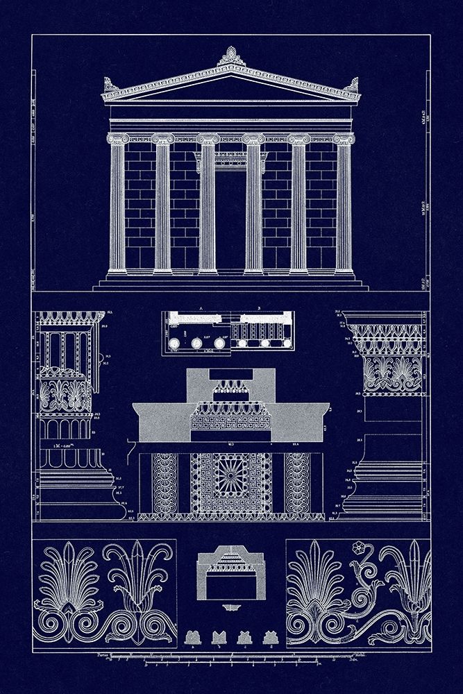 Portico, Coffer and Palmette-Ornament (Blueprint)