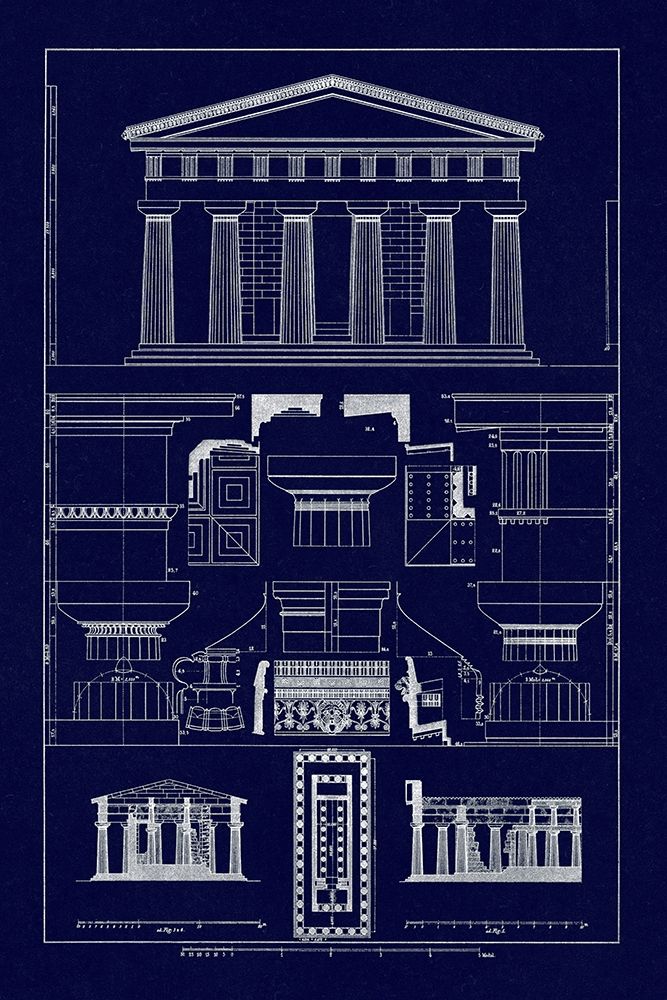 Temple of Poseidon at Paestum (Blueprint)