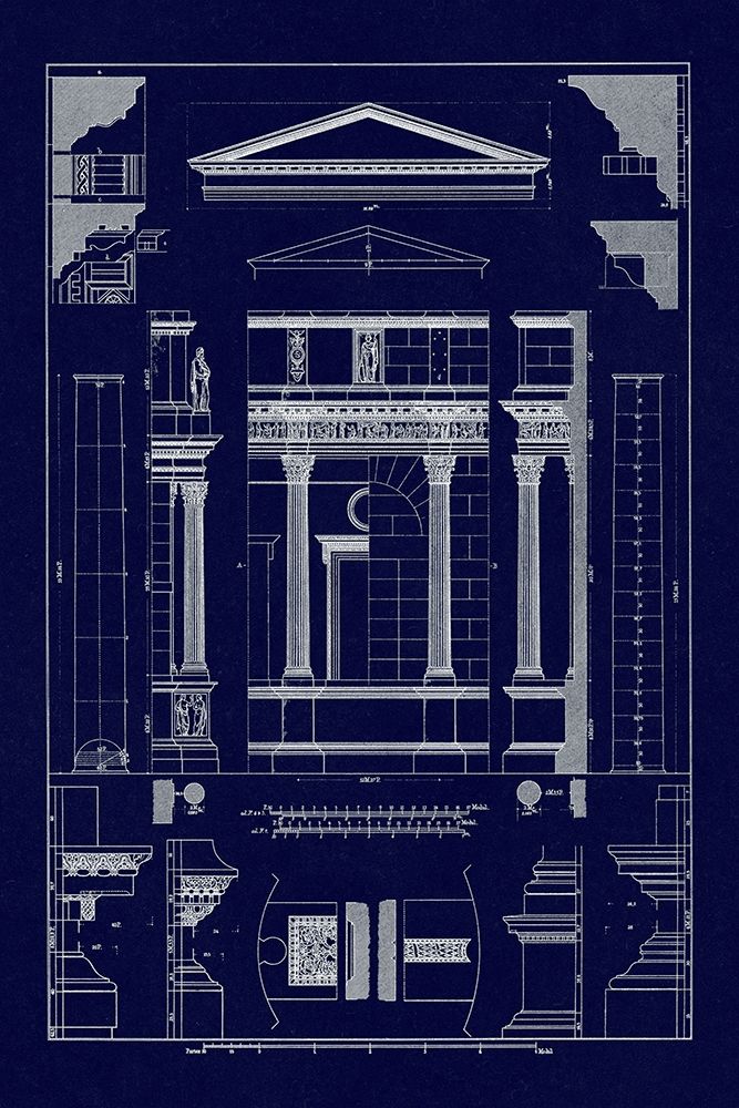 Pediment of Temple at Assisi (Blueprint)