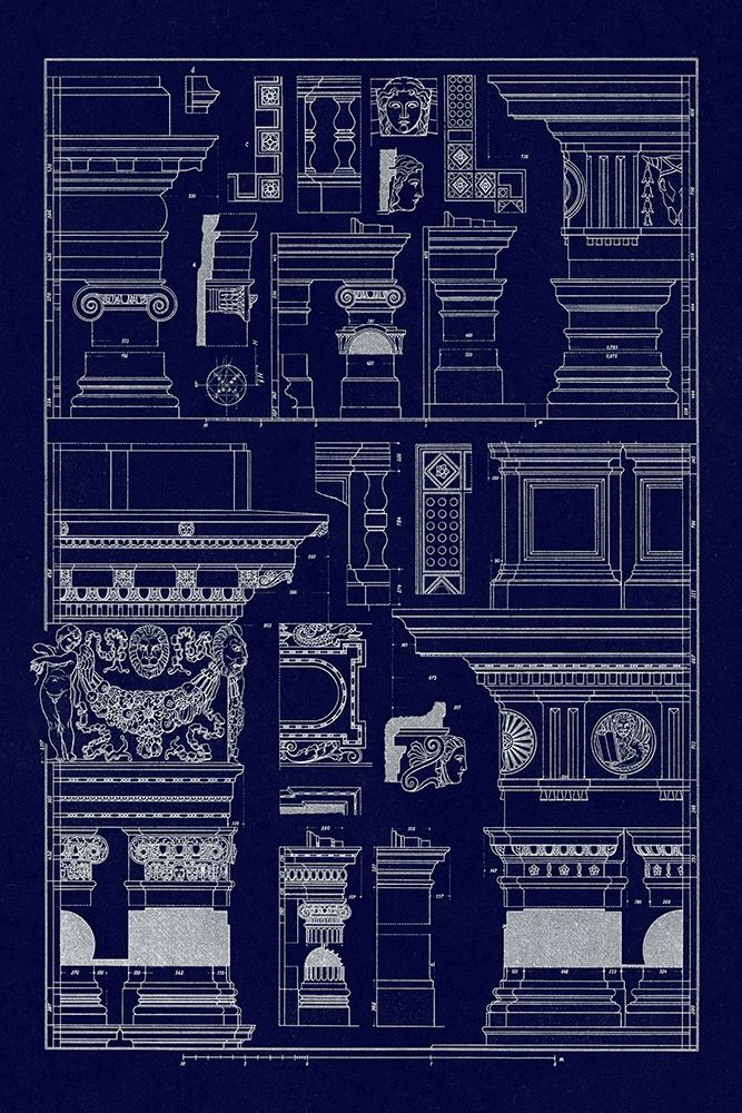 Details of Basilica at Vicenza and Library at Venice (Blueprint)
