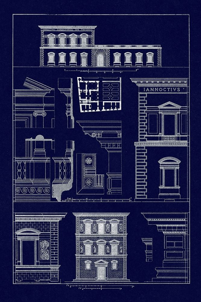 Palazzos Pandolfini and Bartolini at Florence (Blueprint)