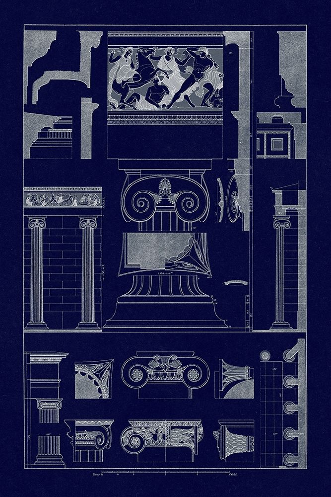 Ionic Orders and Capitals, Polychrome (Blueprint)