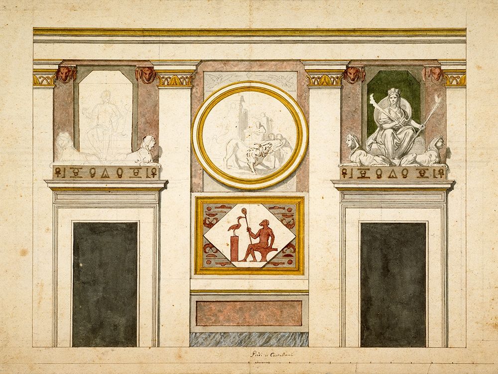 Unexecuted elevation for the Stanza Egizia at the Villa Borghese, ca. 1770-1793