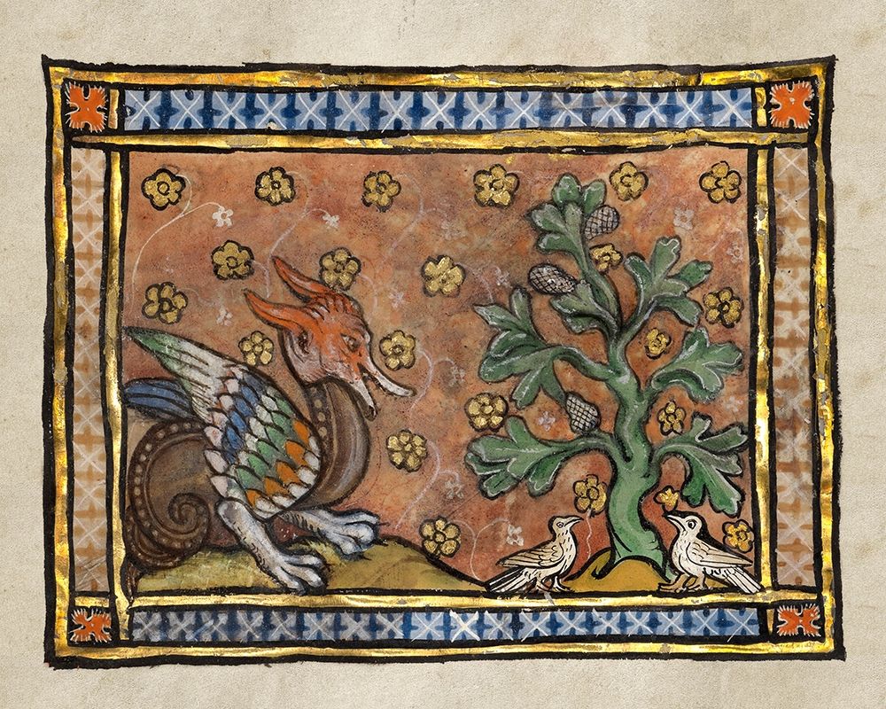 A Dragon Charging Two Doves (detail)