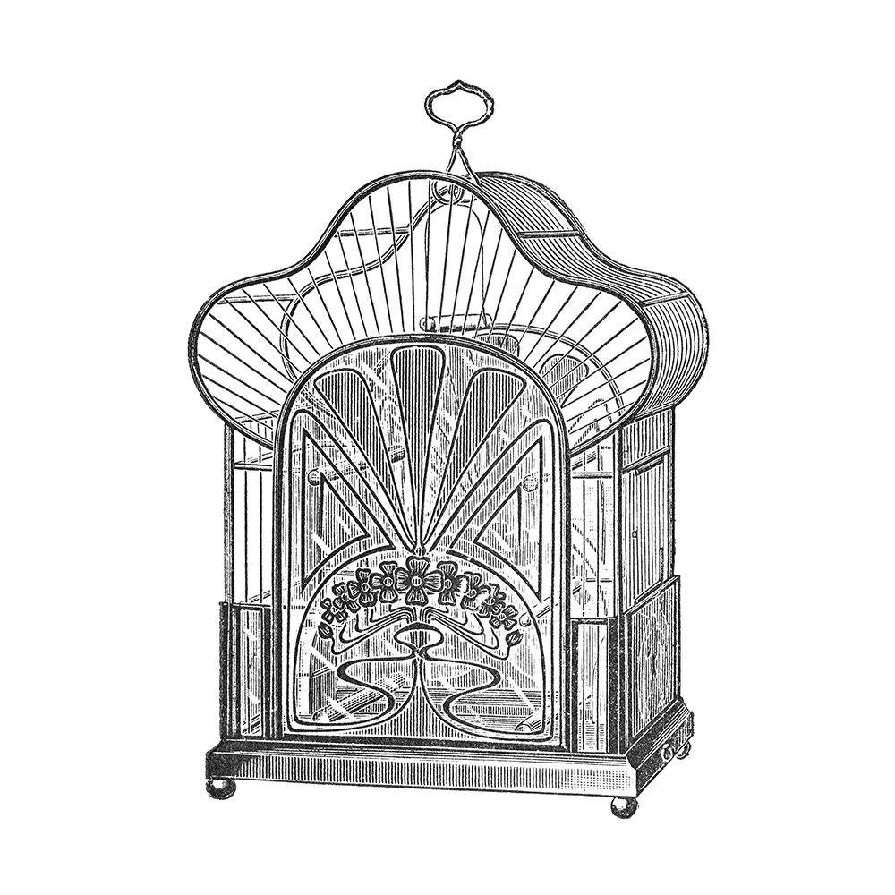 Etchings: Birdcage - Palmate top, forget-me-not detail.