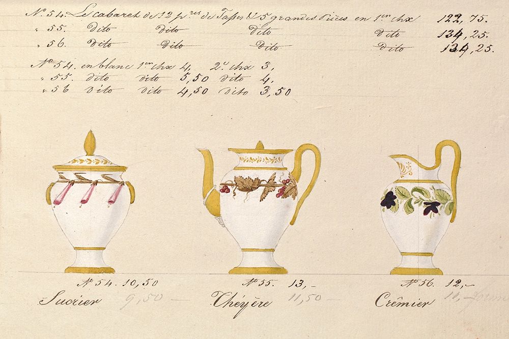Sucrier, cheyere et cremier, ca. 1800-1820