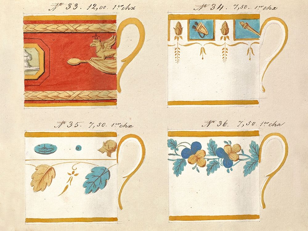 Quatre tasses du 1er choix, ca. 1800-1820