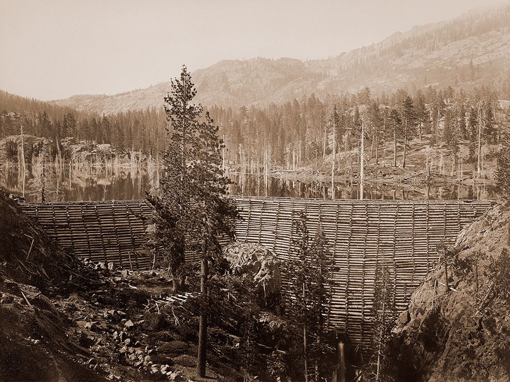 Dam and Lake, Nevada County, California, Near View, about 1871