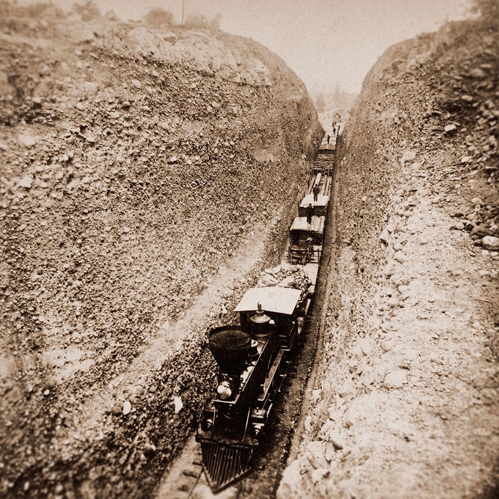 Bloomer Cut near Auburn, California, 800 feet long and 63 feet high, 1866-1869