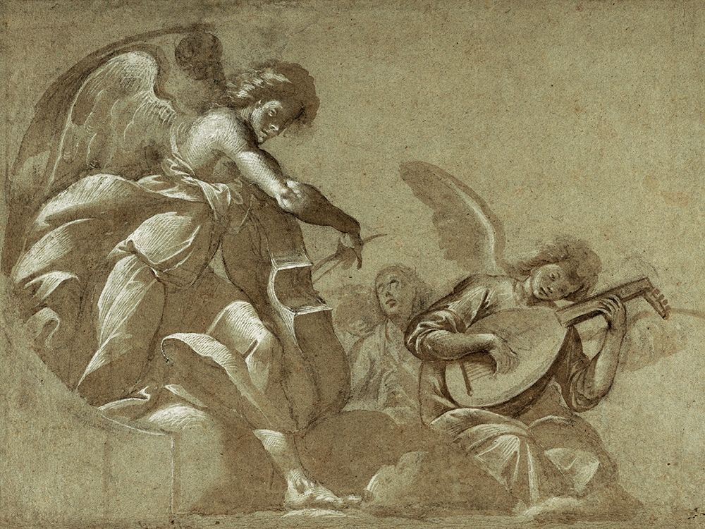 Angel Musicians (recto); Head Studies (verso)