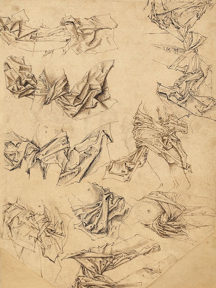Studies of Christs Loincloth (recto); Studies of Bookbindings and of Christs Loincloth (verso)