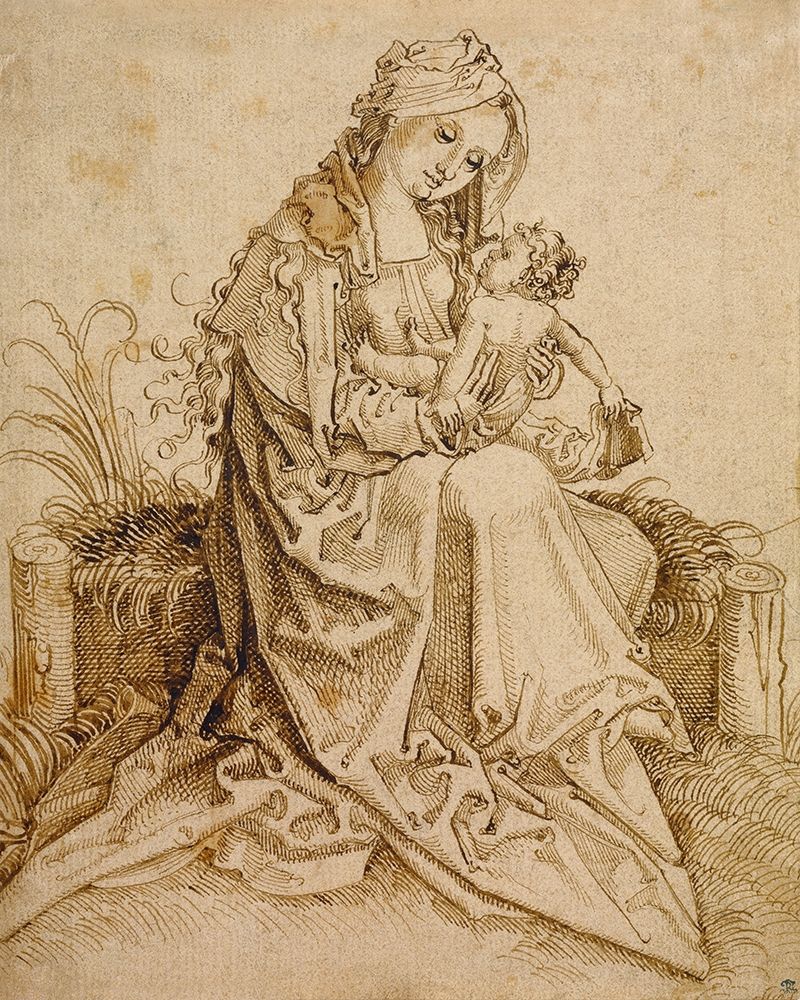 The Virgin and Child on a Grassy Bench