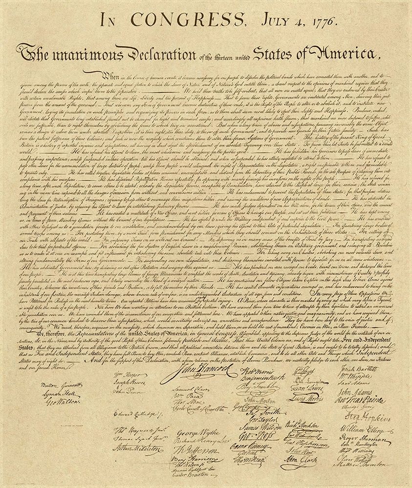 U.S. Declaration of Independence - Decorative Sepia