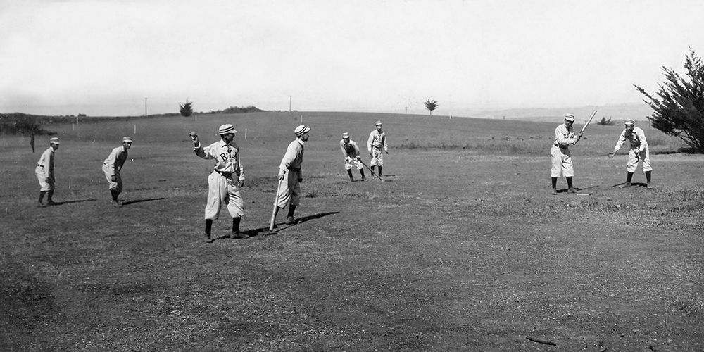 Eight Boys With A Ball And Four Bats, Playing Four Old Cat