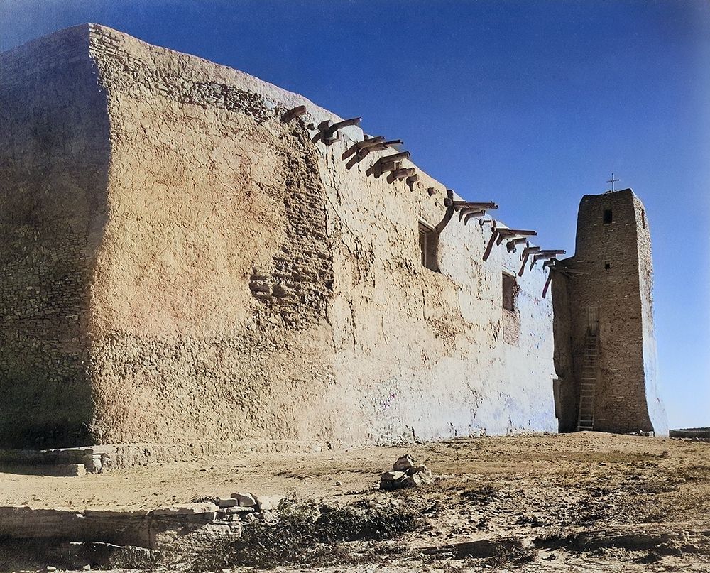 Church Side Wall and Tower-Acoma Pueblo-New Mexico Color
