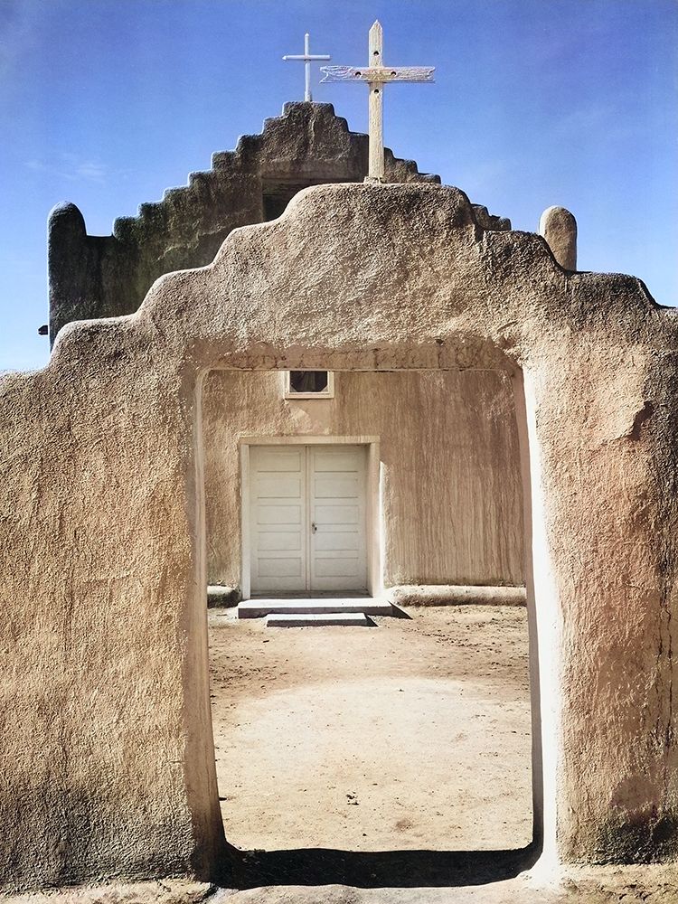 Front view of entrance-Church-Taos Pueblo National Historic Landmark Color